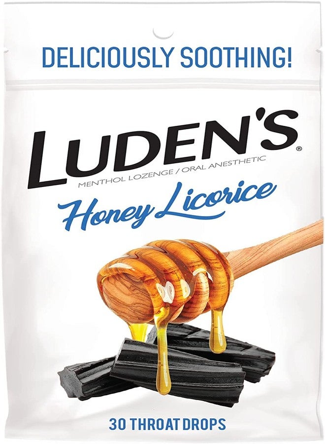 Luden's Honey Licorice Cough Throat Drops | Menthol Lozenge/Oral Anesthetic | 30-Count per pack | 2-Pack - Image 1